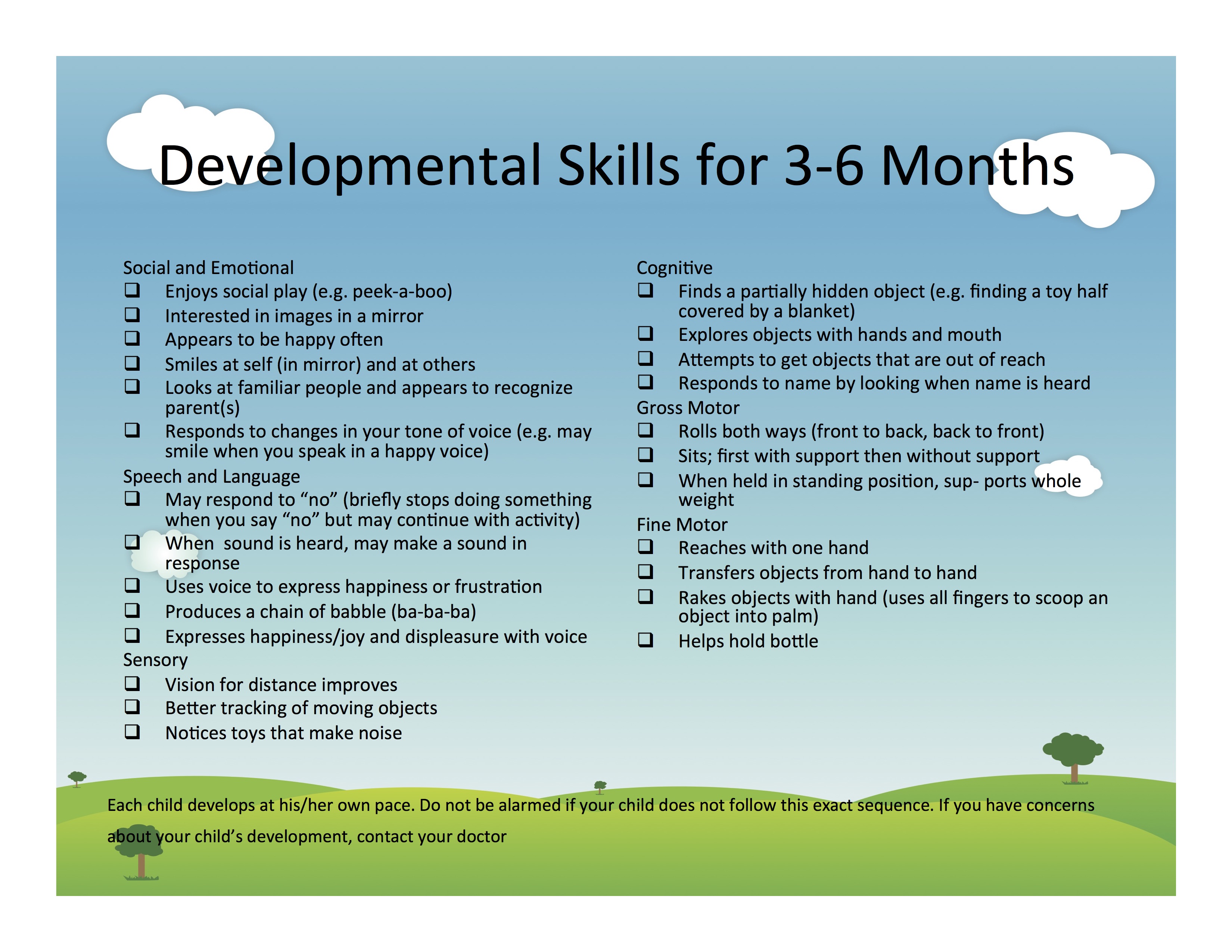 6 Month Old Developmental Milestones Chart