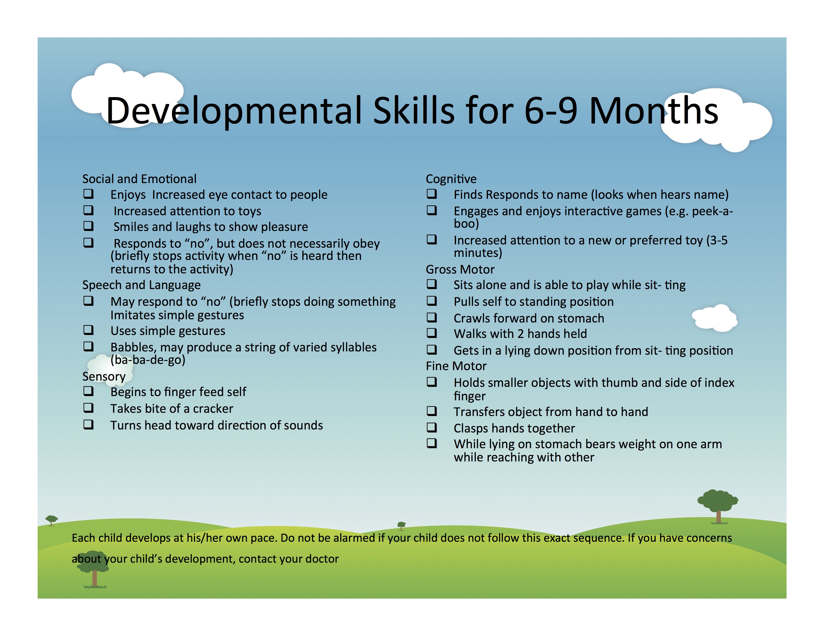 9 Month Old Development Chart
